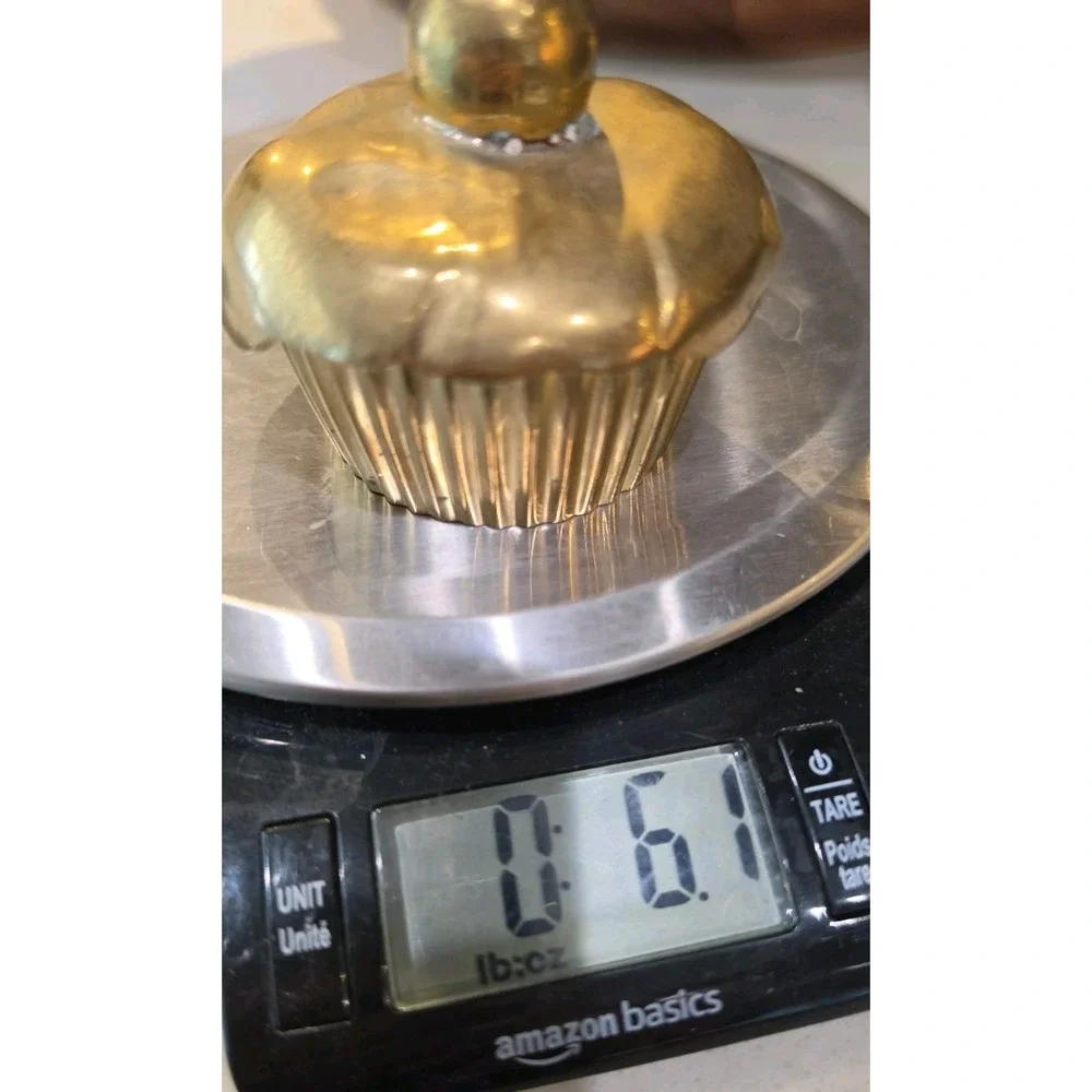 VTG Brass Cupcake Shape Lidded Trinket Dish‎ Cottagecore Grannycore Maximalist
